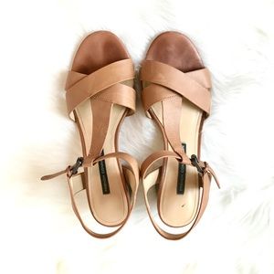 Tan French Connection Sandals with Block Heel